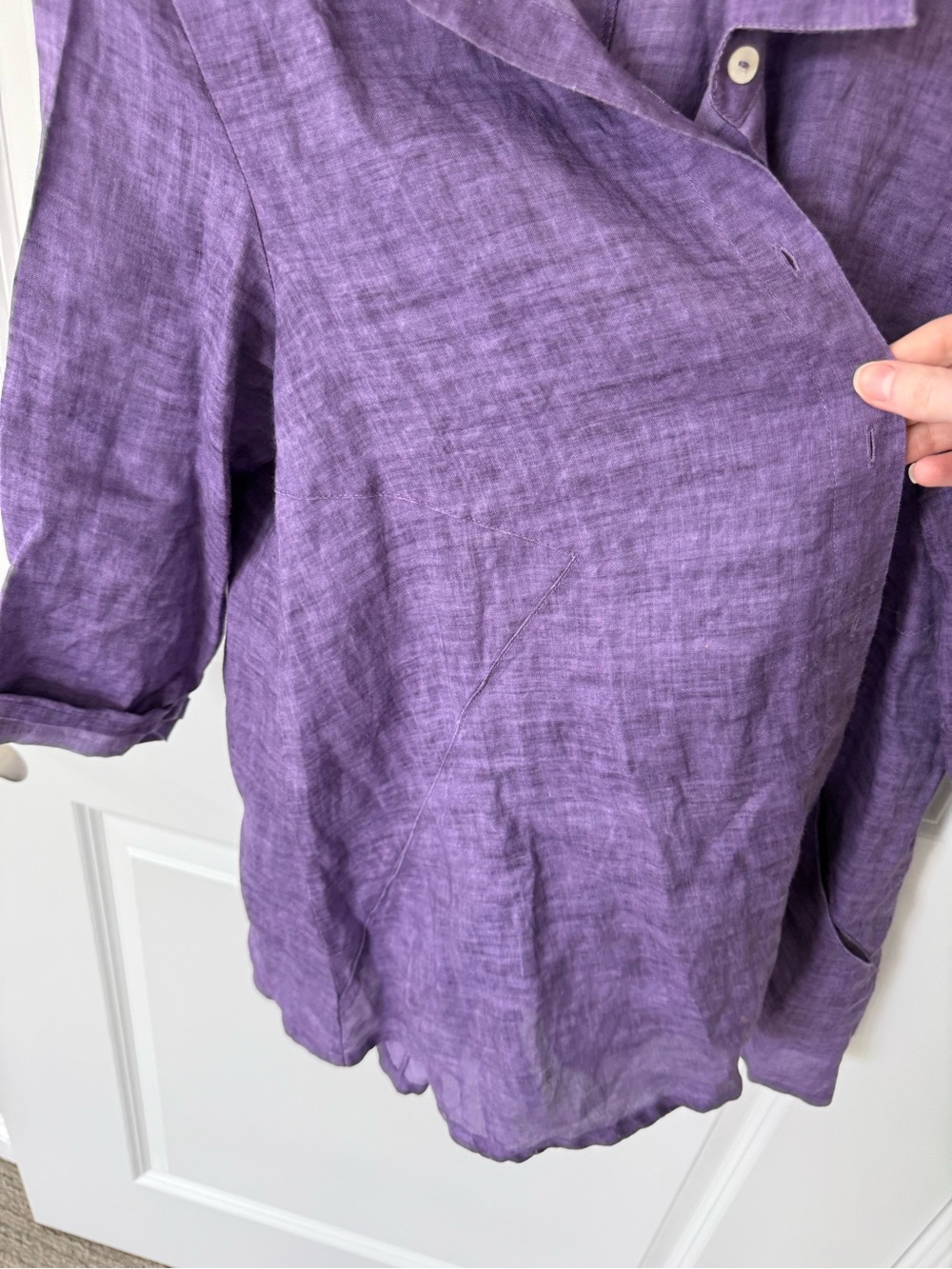 Habitat Linen Oversized Sheer Blouse Size Medium Pockets - Picture 4 of 5